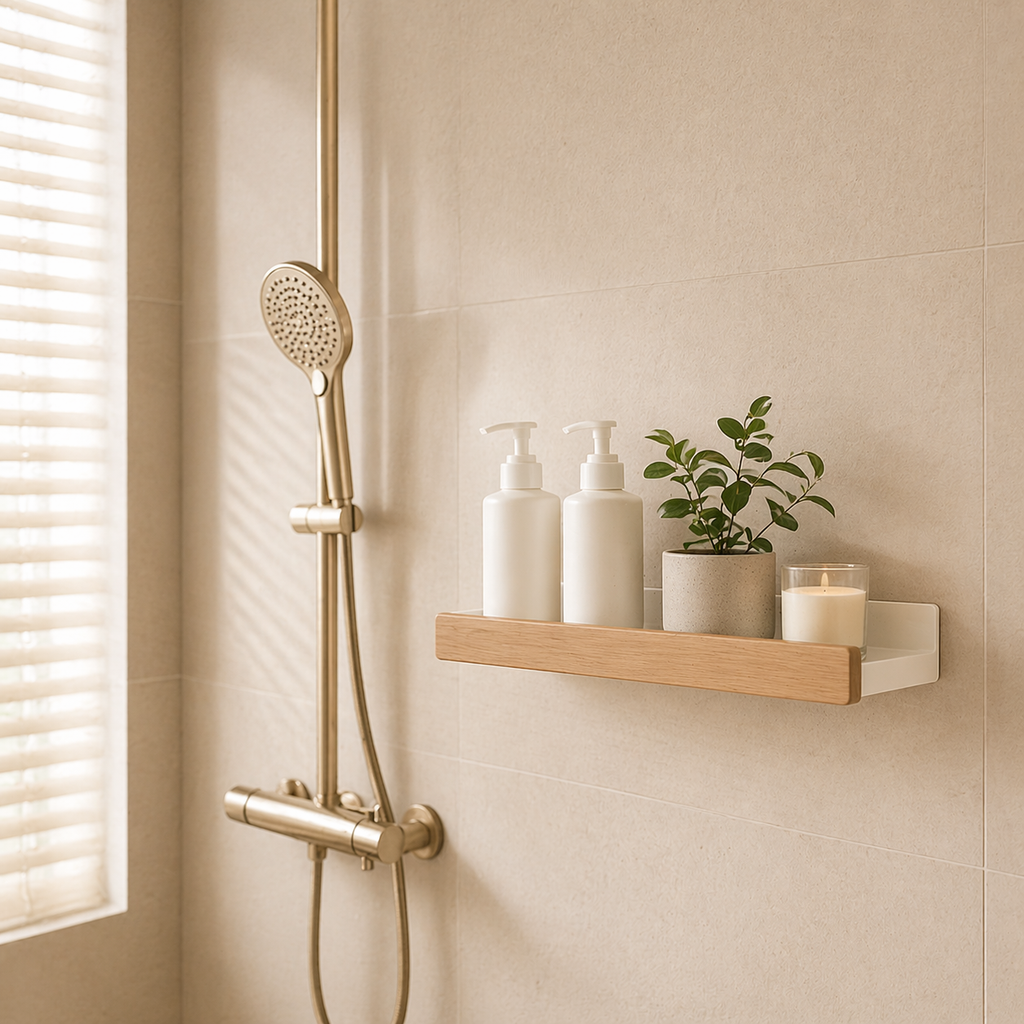 Etagère de douche sans perçage - Ambiance pure bois