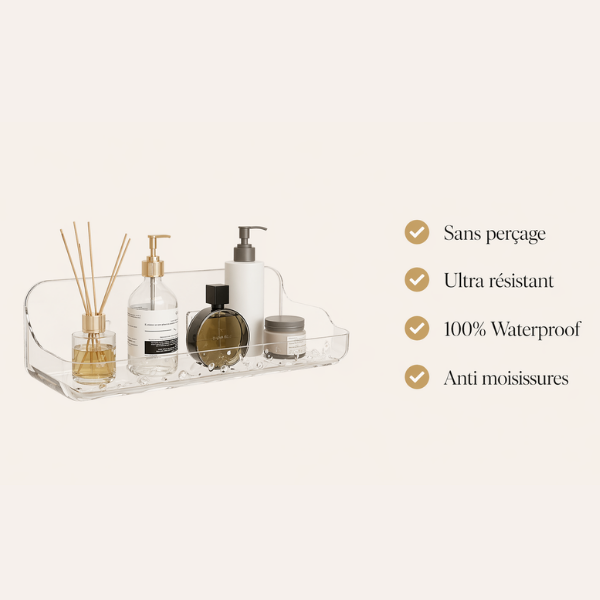 Etagère de douche sans perçage - Clarté flottante