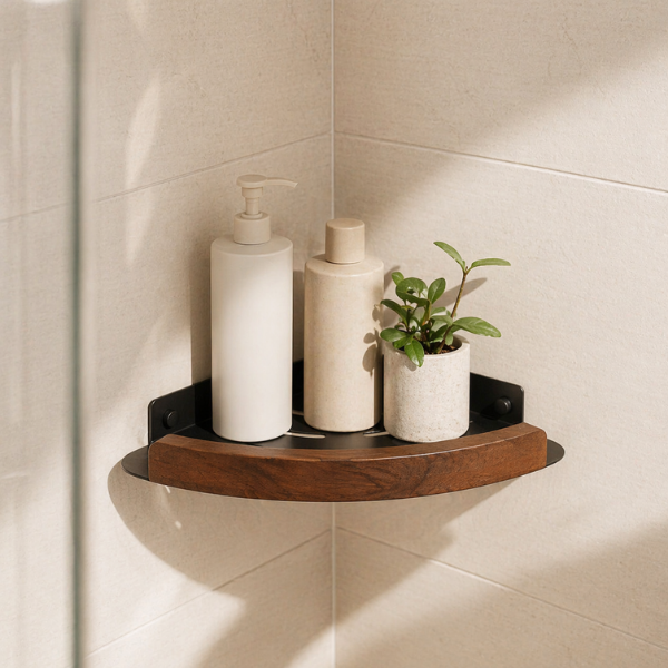 Etagère de douche d'angle sans perçage - Terra Noire