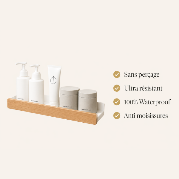 Etagère de douche sans perçage - Ambiance pure bois