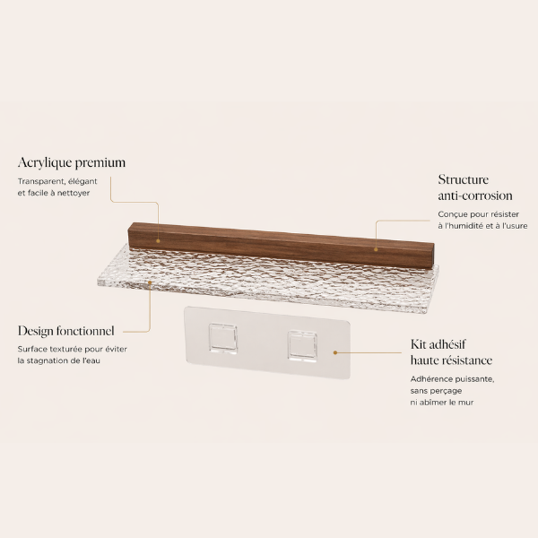 Etagère de douche sans perçage - Pure Essence