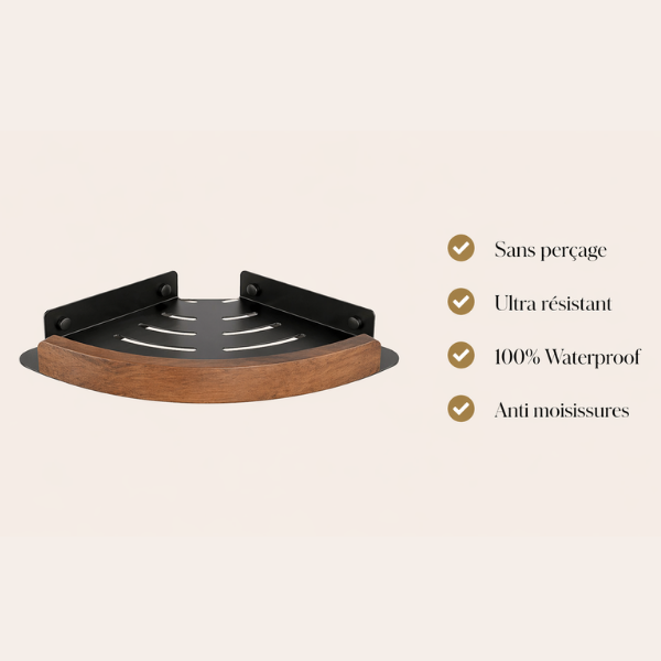 Etagère de douche d'angle sans perçage - Terra Noire