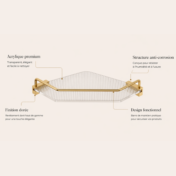 Etagère de douche d'angle sans perçage - Modern Aura